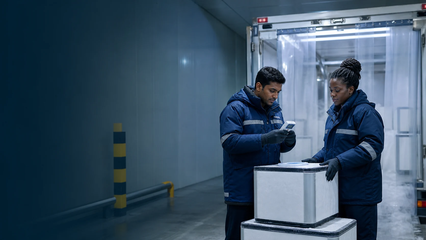 Viraya professionals handling refrigerated cargo